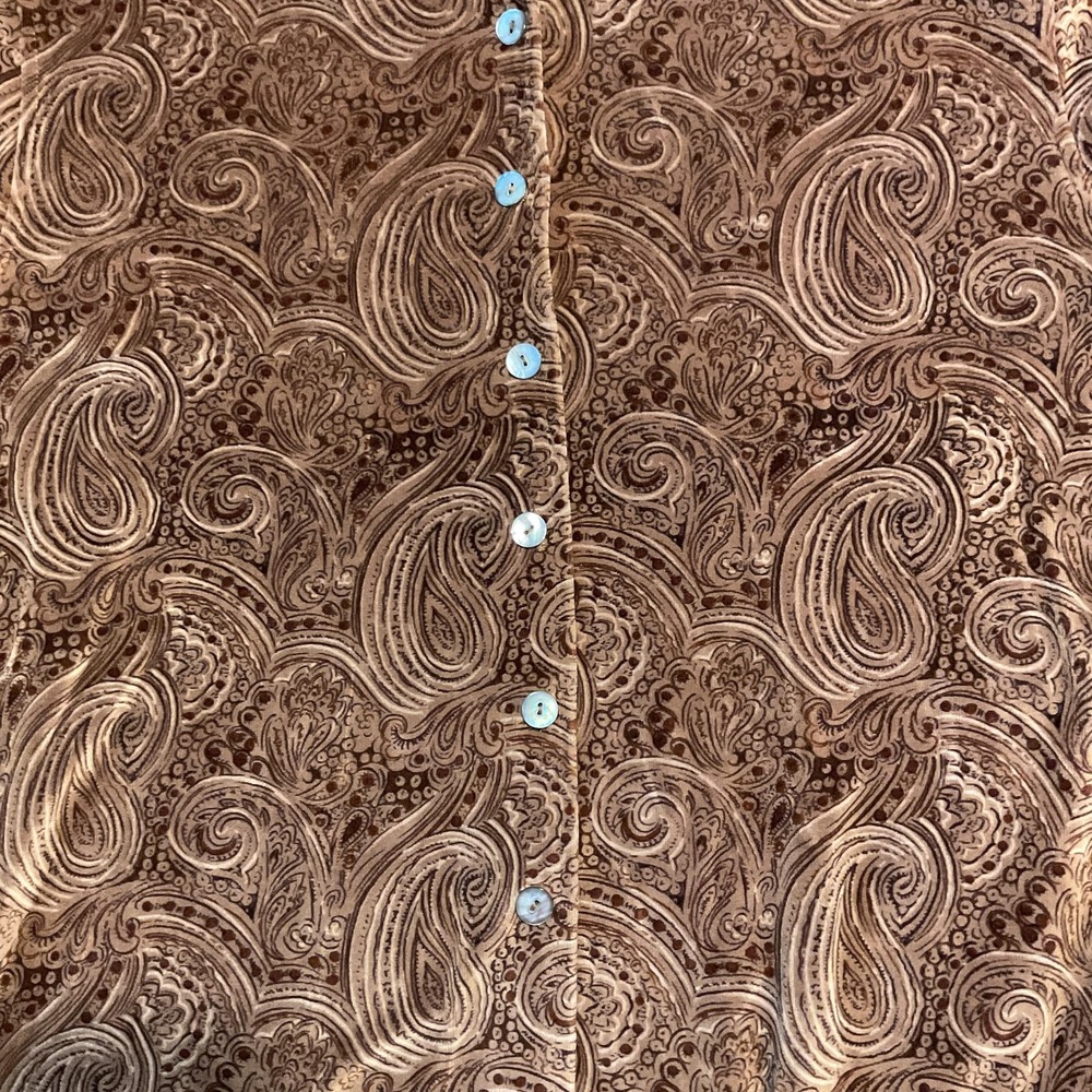 Charter Club Shirt Womens Medium Brown Paisley Velour Button Front Long Sleeve - Picture 3 of 8